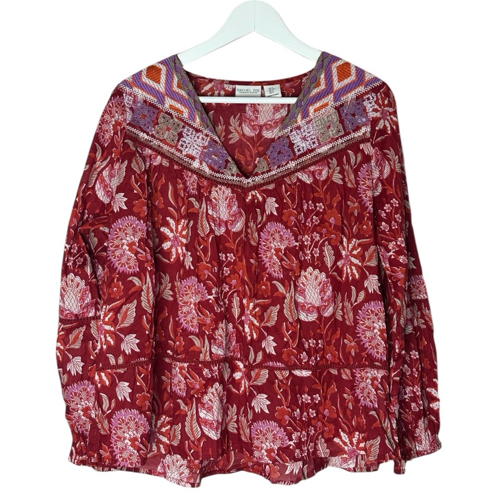 Rachel Zoe Floral Peasant Blouse Top Small